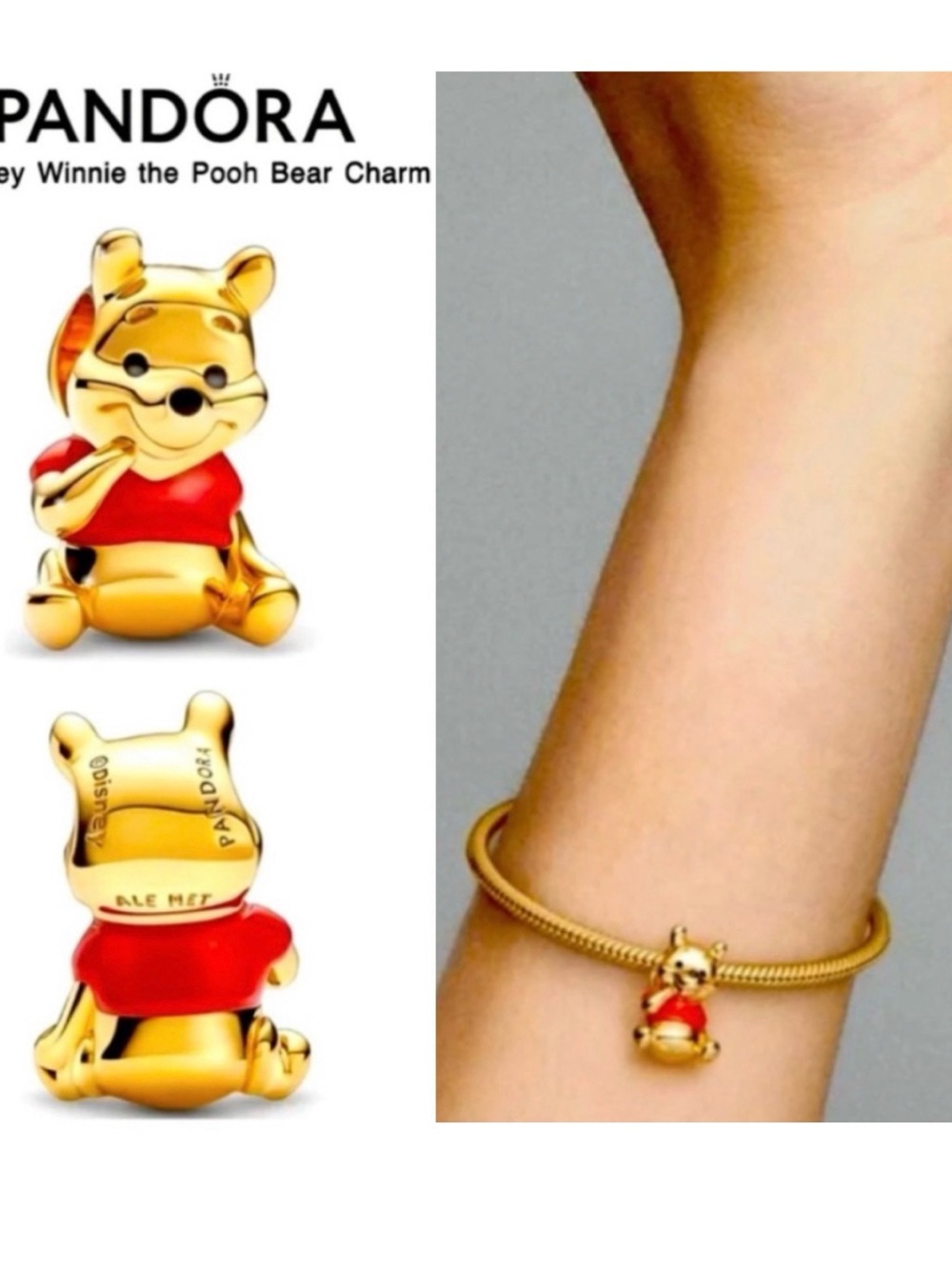 PANDORA DISNEY Winnie The Pooh Bear Charm w/box